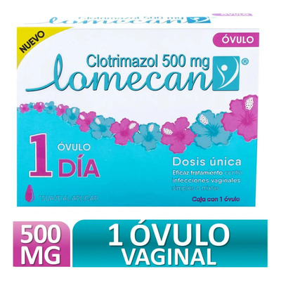 Caja con 1 Ovulo de Clotrimazol 500 Mg Lomecan V | Envío gratis