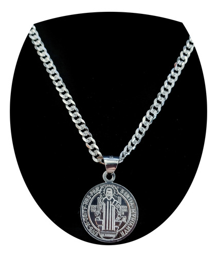 Dije San Benito Con Cadena 100% Plata Fina Ley 925 Hombre Se