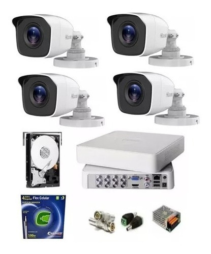 Kit Dvr 8 Canais Hikvision + Hd + 04 Cameras + Acessorios