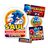 Etiquetas Escolares Sonic Editables Kit Imprimible