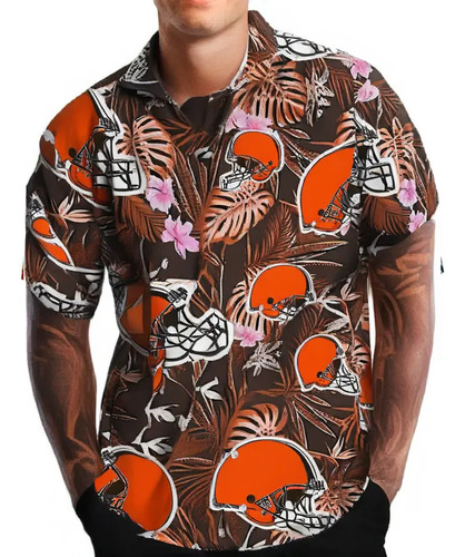 Camisa Hawaiana Tipo Browns Cleveland Cafes | Envío gratis