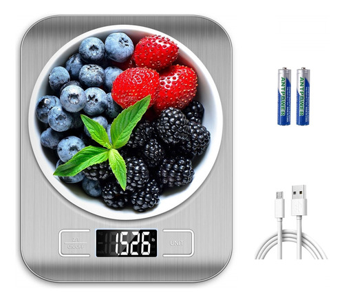 Báscula Digital Cocina Alimentos Acero Inoxidable 10kg/1g