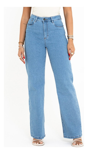 Calça Jeans Wide Leg Feminina Cintura Alta Básica 28000