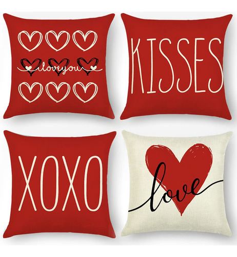 Funda De Almohada San Valentín 45 X 45 Cm Set 4 Unidades