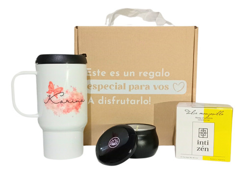 Jarro Térmico Personalizado Caja Regalo Té Vela Foto Logo 