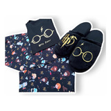 Pijama Harry Potter Negro Más Babuchas Dama