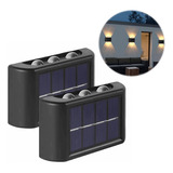 Kit 2 Arandela 6 Leds Meia Lua Luz Potente Solar Fotocélula