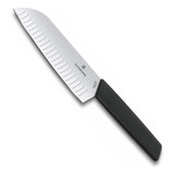 Victorinox Cuchillo Santoku Con Alveolos, 17 Cm. Negro