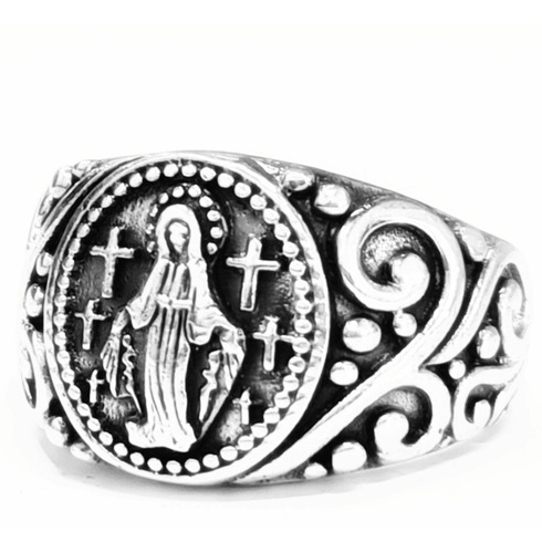 Anillo Virgen María Madre Jesus Plata 1,5 Cm 10 Gr Art 1399