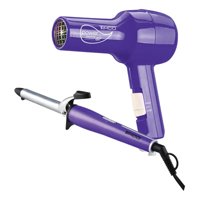 Secadora Cabello Y Tenaza Rizadora 19 Mm Kit Timco Combo Color Violeta | Envío gratis
