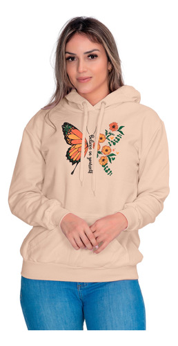 Moletom Blusa Feminino Algodão Butterfly Believe In Yourself