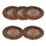 5 Sousplat Goumet Vazado De Rattan 31,5 Cm  Ref 0021