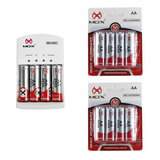 12 Pilhas Recarregáveis Mox Aa 2600mah + Carregador Rápido