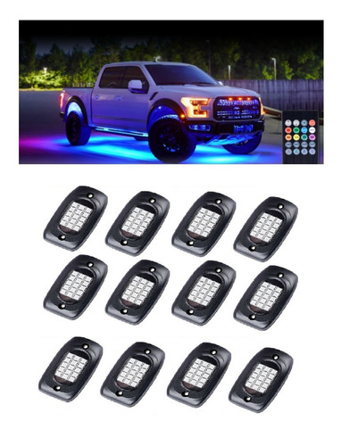 Focos Led Rock Lights Kit 12 Piezas Bluetooth Rgb