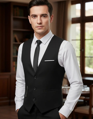 Chaleco De Esmoquin Sin Mangas Slim Fit Para Hombre | Meses sin interés