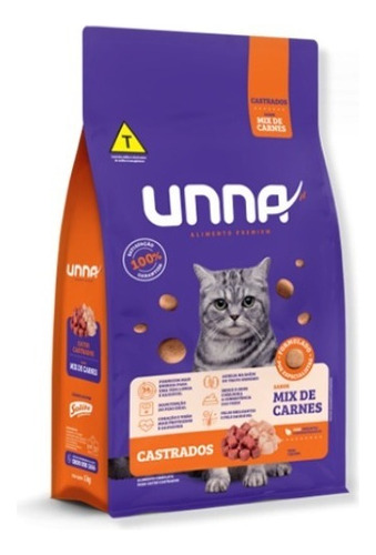 Ração Unna Cat Castrados Mix Carne 2,5kg (com Nf)