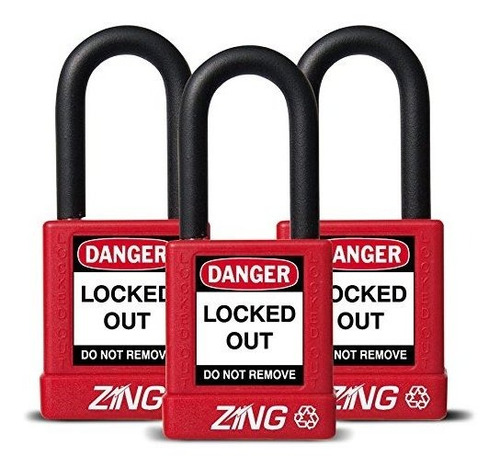 Candado De Seguridad Zing Recyclock Con Llave Maestra Rojo 3