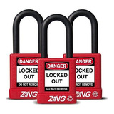 Candado De Seguridad Zing Recyclock Con Llave Maestra Rojo 3