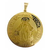 Medallón Virgen Milagrosa Acero Dorado 4,5cm