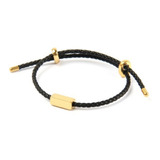 Pulseira Minimalista Couro Fecho Ponteiras Banhada Ouro 18k