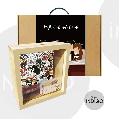 Alcancia Mdf Friends+ Empaque Personalizado Artesanal