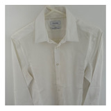 Camisa Calvin Klein Blanca Slim Fit Talle 32/33 100% Algodón