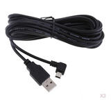 2pcs 3.5m Cable De Cargador Mini Usb 5v 2a 90 Izquierda Dvr