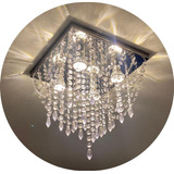 Lustre De Cristal Acrílico 40x40 Com Lampadas Inclusas