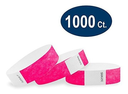Wristco Neon Pink 3/4  Pulseras Tyvek - Paquete De 1000 Puls
