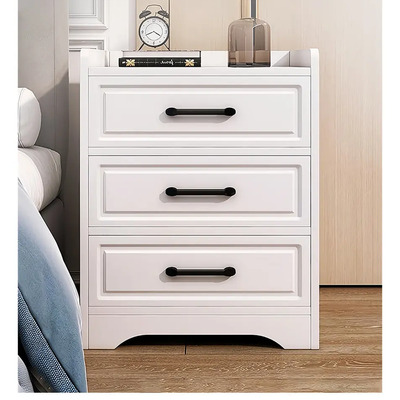 Mesita De Noche Mesa Auxiliar La Cama Moderna Con 3 Cajones Acabado Mate Color Blanco