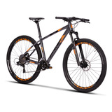 Bike Aro 29 Mtb 16v Freio Shimano Fun Comp 2023 Sense Cor Grafite/laranja Tamanho Do Quadro L (19) 178~185cm