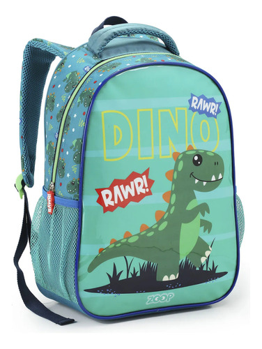 Mochila Costas Escolar Infantil Dinossauro Verde