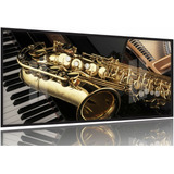 Quadro Piano Teclado E Saxofone Música Decorativo 130x60