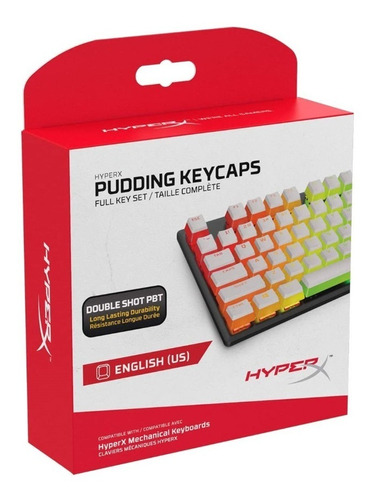 Set 104 Hyperx Pudding Keycaps Double Shot Pbt Blanco