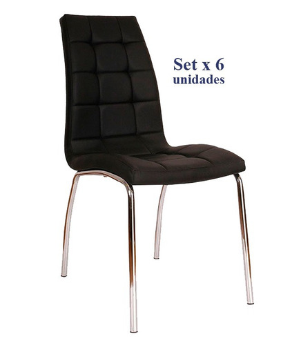 Silla Comedor Patas Cromadas - Set X 6 Unidades