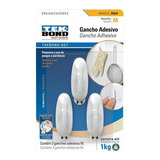 Ganchos Adhesivos Plástico Onix Blanco M - 1kg 3un. Tekbond