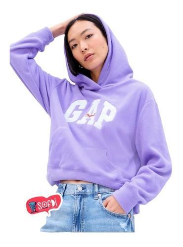 Gap - Sudadera Logo Microfleece Hoodie - Purple Wisteria 