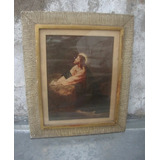 Antiguo Cuadro Lamina Enmarcada Jesucristo 39 X 33 X 1,6