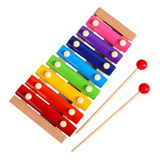 Colorido Xilófono Infantil Glockenspiel, 8 Tonos, Barras De