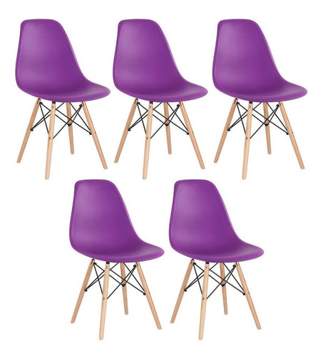 5  Cadeiras Charles Eames Wood Dsw Eiffel Várias Cores