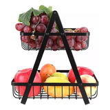 Frutero De Cocina Cesta 2 Niveles Rack Organizador Fruta Pan