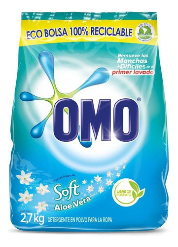 Detergente Omo Matic Con Soft Aloe Vera 2.7kg Limpio Y Suave