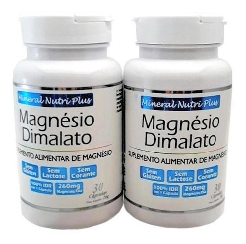 Kit 2 Frascos Magnésio Dimalato Mineral Nutri Plus Quelato