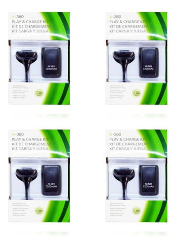 Pack 4 Kit Carga Y Juega Para Xbox 360,4800 Mah Batería