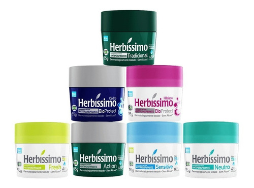 Kit 7 Unid. Desodorantes Herbissimo Creme Antitranspirante