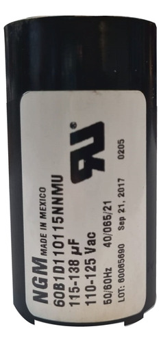 Capacitor De Arranque 115/138 Mfd X 110-125vca 50/60hz Ngm