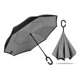 Paraguas Invertido Bitono Negro Con Gris Pongee 110 Cm