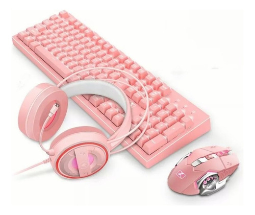 Kit 4 Piezas Gamer Teclado+mouse+diadema+alfombrilla Ilumina