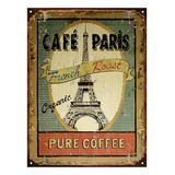 Cartel De Chapa Vintage Retro Paris Cafe Torre Eiffel M325