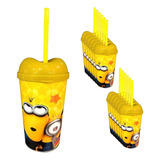 Vaso Pitillo Minions Sorpresa X12u Alta Calidad Cumpleaños